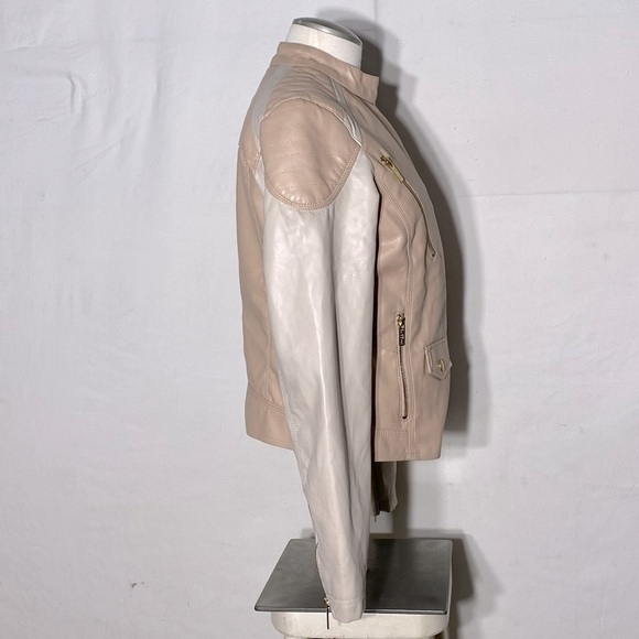 Buffalo Ivory Blush Beige Faux Leather Moto Style Jacket M - Picture 5 of 14